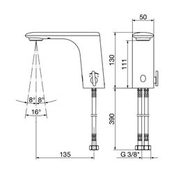 Viega AquaVip Waschtischarmatur elektronisch 9121.6, warm und kalt, 185,5x60x130mm, verch... VIEGA-828301 4015211828301 (Abb. 1)
