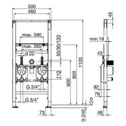 Viega Prevista Dry Waschtisch-Element 8537.32 Unterputz-Wasserzähler EAS Typ ISTA, 1120mm... VIEGA-836665 4015211836665 (Abb. 1)