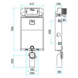 Viega Prevista Pure WC-Block mit Dusch WC-Anschluss 3H 8517, Bauhöhe 1077mm, Stahl verzin... VIEGA-824150 4015211824150 (Abb. 1)