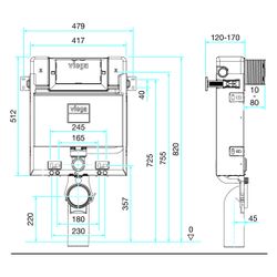 Viega Prevista Pure WC-Block mit Dusch WC-Anschluss 3L 8518, Bauhöhe 820mm, Stahl verzink... VIEGA-824167 4015211824167 (Abb. 1)
