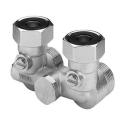 Viega Heizkörperanschlussstück winklig 1097.0, G 3/4" x 50mm, umstellbar von 2 auf 1-​Roh... VIEGA-359126 4015211359126 (Abb. 1)