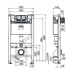 Viega Prevista Dry WC-Element 8530.1 mit Dusch-WC-Anschluss, 980mm... VIEGA-824174 4015211824174 (Abb. 1)