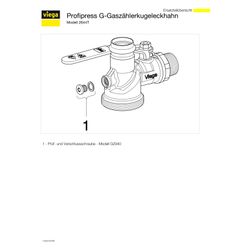 Viega Gaszähler-Kugeleckhahn 2644T in 28mm Messing... VIEGA-632748 4015211632748 (Abb. 1)