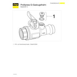 Viega Profipress G Gaskugelhahn mit SC-Contur 2671.3 mit Prüföffnung, Rp 1" x 22mm, Rotgu... VIEGA-659318 4015211659318 (Abb. 1)