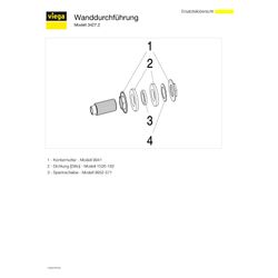 Viega Wanddurchführung 3427.2, d. 15x55mm x Rp 1/2" x G 3/4", Rotguss... VIEGA-448745 4015211448745 (Abb. 1)