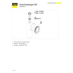 Viega WC-Anschlussbogen 90 Grad 3811.1, DN 100, d. 40mm, Kunststoff, Weiß... VIEGA-110291 4015211110291 (Abb. 1)