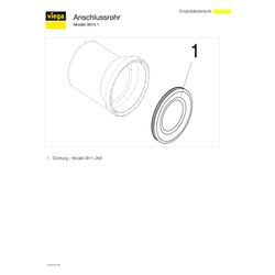 Viega WC-Anschlussstutzen 3815.1, DN 100, Länge 155mm, Kunststoff, Weiß... VIEGA-103231 4015211103231 (Abb. 1)