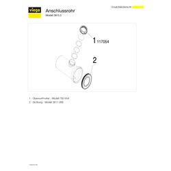 Viega WC-Anschlussstutzen mit Abzweig 3815.2, DN 100/50, Länge 250x50mm, Kunststoff, Weiß... VIEGA-119645 4015211119645 (Abb. 1)
