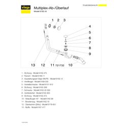 Viega Multiplex Ab- und Überlaufgarnitur 6162.45, DN 40/50, Bowdenzug-Länge 560mm, Länge/... VIEGA-101909 4015211101909 (Abb. 1)