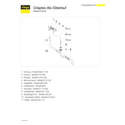 Viega Citaplex Ab- und Überlaufgarnitur 6176.45, Ablauf gebogen 45 Grad, DN 40/50, Chromn... VIEGA-101947 4015211101947 (Abb. 1)