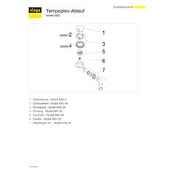 Viega Tempoplex Ablaufgarnitur 6963, d. 112mm x DN 40/50, Sperrwasserhöhe 30mm, Kunststof... VIEGA-634100 4015211634100 (Abb. 1)