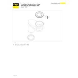 Viega Versprungbogen 90 Grad 8090.1, DN 100, Versprung 120mm, Kunststoff, Weiß... VIEGA-340780 4015211340780 (Abb. 1)