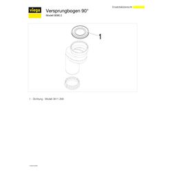 Viega Versprungbogen 90 Grad 8090.3, DN 100, Versprung 60mm, Kunststoff, Weiß... VIEGA-484361 4015211484361 (Abb. 1)