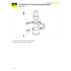 Viega Profipress G-Gaszählerkugeleckhahn mit SC-Contur für Einstutzengaszähler G2111, R 1... VIEGA-528195 4015211528195 (Abb. 1)