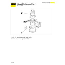 Viega Gaszähler-Kugeleckhahn G21111, R 1", Messing... VIEGA-525088 4015211525088 (Abb. 1)