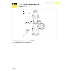 Viega Gaszähler-Kugeleckhahn G2111.2S in R1 x Rp1 x (2,5m3) Messing... VIEGA-618452 4015211618452 (Abb. 1)