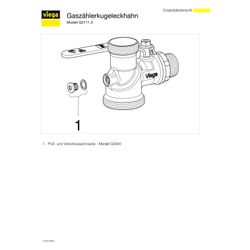 Viega Gaszähler-Kugeleckhahn für Einstutzengaszähler G21113, R 1" x Rp 1", Messing... VIEGA-529925 4015211529925 (Abb. 1)