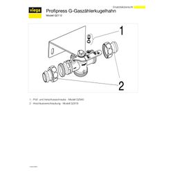 Viega Profipress G-Gaszählerkugelhahn mit SC-Contur für Einstutzengaszähler G2112, d. 22m... VIEGA-528669 4015211528669 (Abb. 1)