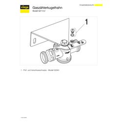 Viega Gaszähler-Kugelhahn für Einstutzengaszähler G2112.2, G 1 3/8", Messing... VIEGA-530051 4015211530051 (Abb. 1)