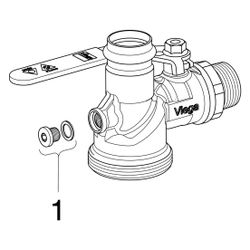 Viega Profipress G-Gaszählerkugeleckhahn mit SC-Contur für Einstutzengaszähler 2644, R 1"... VIEGA-632731 4015211632731 (Abb. 1)