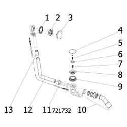 Viega Multiplex Ab- und Überlaufgarnitur 6162.45, DN 40/50, Bowdenzug-Länge 560mm, Länge/... VIEGA-101909 4015211101909 (Abb. 1)