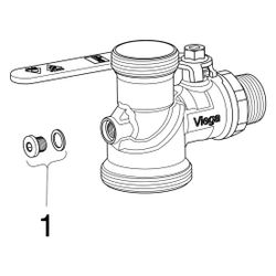 Viega Gaszähler-Kugeleckhahn für Einstutzengaszähler G21113, R 1" x Rp 1", Messing... VIEGA-529925 4015211529925 (Abb. 1)