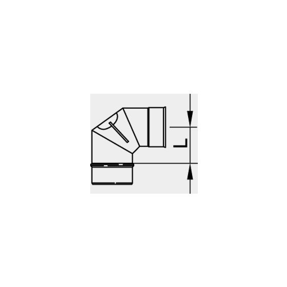 Viessmann Reinigungswinkel 0-90 Grad drehbar, einwandig, Unterdruck, Systemgröße 150mm