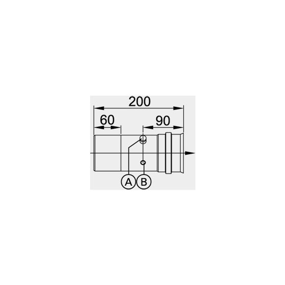 Viessmann Kesselanschluss-Stück mit Mess-Stutzen für CM2 einwandig, 200 auf 200mm, einsteckend