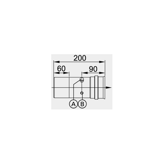 Viessmann Kesselanschluss-Stück mit Mess-Stutzen für CM2 einwandig, 200 auf 200mm, einsteckend