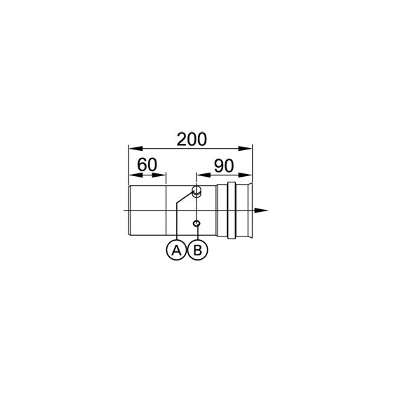 Viessmann Kesselanschluss-Stück mit Mess-Stutzen für CM2 einwandig, 150 auf 150mm, einsteckend