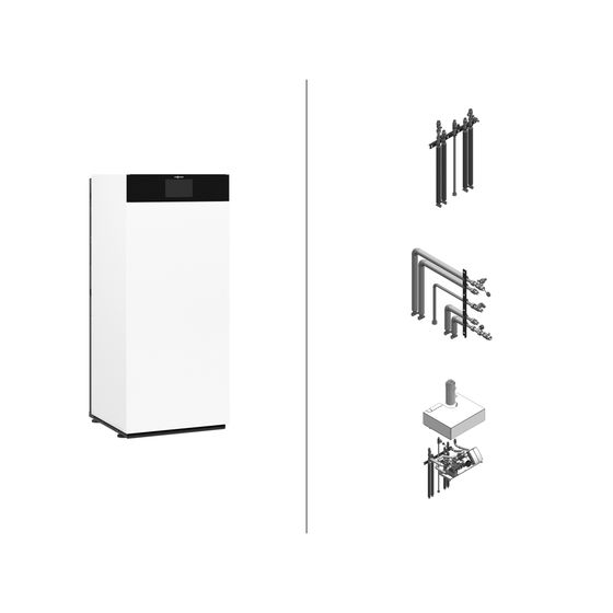 Viessmann Paket Vitodens 333-F B3TH Gas-Brennwertkompaktgerät 11kW AP, nach oben