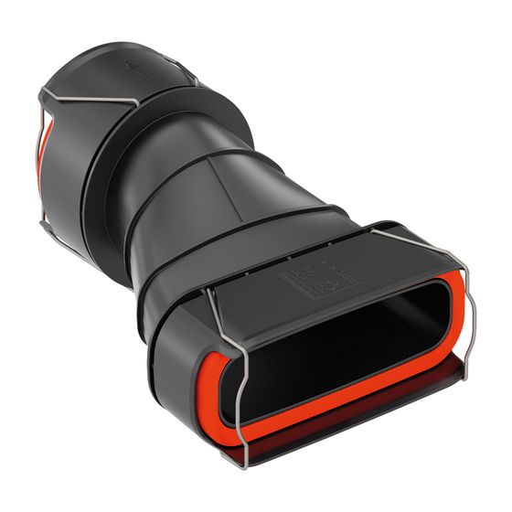Viessmann Übergang F50 auf R90 zum Verbinden von Flachkanal F50 auf Rundkanal R90, mit integrierter Dichtung und Fixierbügel