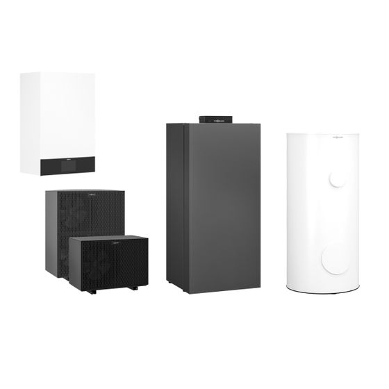 Viessmann Hybridpaket Vitocal 250-AH HAWO-M-AC 252.A08 L/W-WP Monob. 5,6kW A7W35 R290 mit Vitocrossal Gas-BWK 300 CU3A 13kW