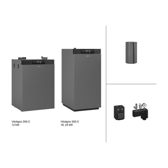 Viessmann Paket Vitoligno 300-C Pelletkessel, 12kW Saugsystem mit Vitocell 320-M, 750l