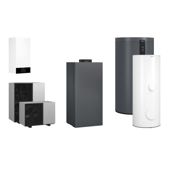 Viessmann Hybridpaket Vitocal 150-A AWO-M-E-AC 151.A06 L/W-WP Monoblock 4,8kW A7W35 R290 mit Vitocrossal Gas-BWK 300 CU3A 13kW