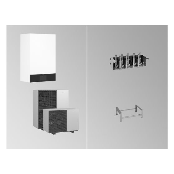 Viessmann Hybrid-Wärmepumpenpaket Vitocal 150-A Hybrid A10, R290, 7,4kW bei A7/W35, Montagehilfe, Heizungsfilter, Sensor, 230V