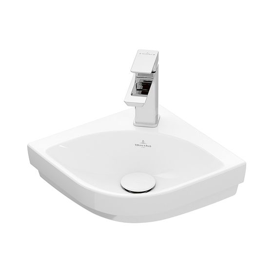 Villeroy & Boch Eck-Handwaschbecken Subway 3.0 320x320mm Viertelkreis 1 Hahnloch ohne Überlauf Stone White CeramicPlus