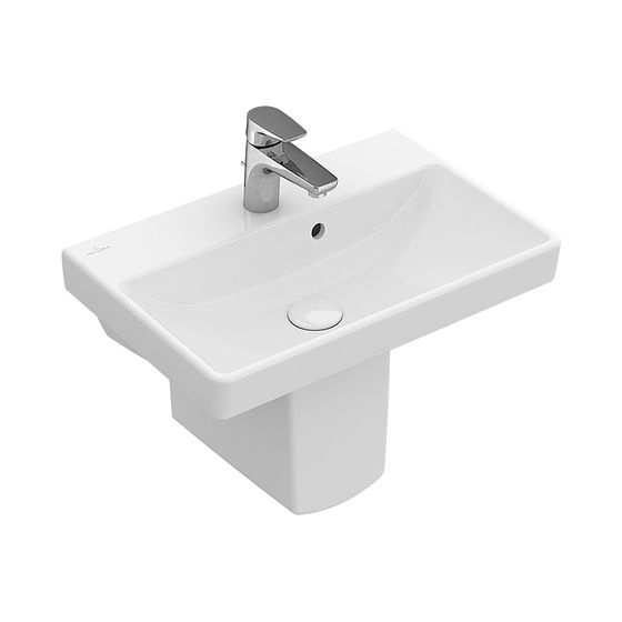 Villeroy & Boch Waschbecken Compact Avento 550x370mm Rechteck 1 Hahnloch mit Überlauf Weiß Alpin