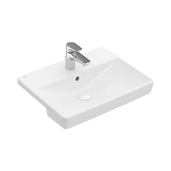 Villeroy & Boch Vorbauwaschbecken Avento 550x440mm rechteckig 1 Hahnloch mit Überlauf Weiß Alpin CeramicPlus