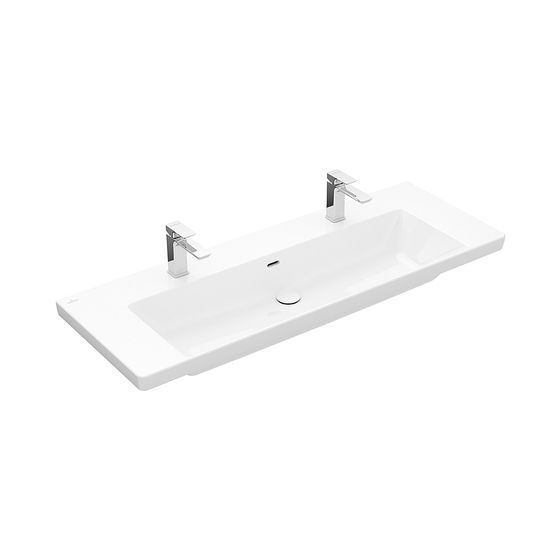 Villeroy & Boch Schrankwaschtisch Subway 3.0 1300x470mm rechteckig 2 Hahnlöcher ohne Überlauf Stone White CeramicPlus