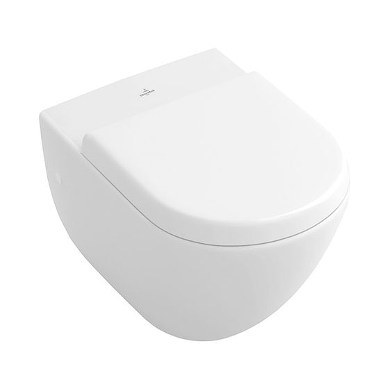 Villeroy & Boch Flachspül-WC Subway 370x560x365mm Oval wandhängend Abgang waagerecht Weiß Alpin CeramicPlus