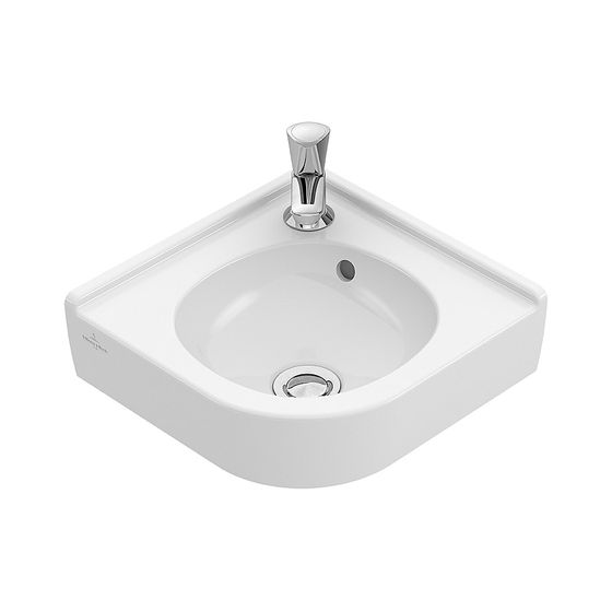 Villeroy & Boch Eck-Handwaschbecken O.novo 400x320mm Rechteck 1 Hahnloch mit Überlauf Weiß Alpin