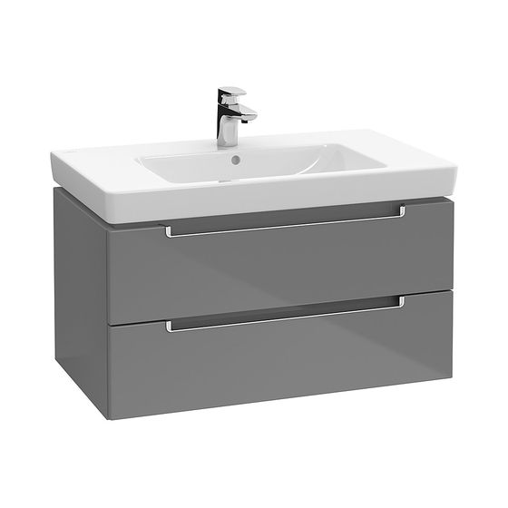 Villeroy & Boch Waschtischunterschrank Subway 2.0 00 787x520x449mm 2 Auszüge, Waschtisch mittig, Glossy Grey