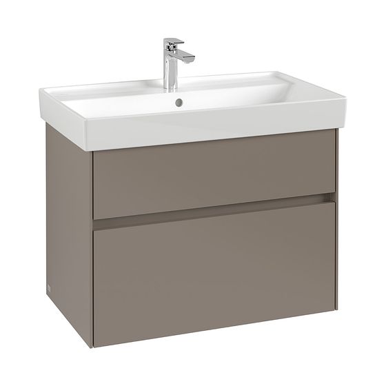 Villeroy & Boch Waschtischunterschrank Collaro 754x546x444mm 2 Auszüge, Waschbecken mittig, Glossy Grey