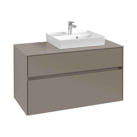 Villeroy & Boch Waschtischunterschrank Collaro C015B0 1000x548x500mm mit Beleuchtung 2 Auszüge, Waschbecken rechts, Stone Oak