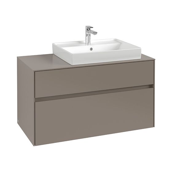 Villeroy & Boch Waschtischunterschrank Collaro C018 1000x548x500mm 2 Auszüge, Waschbecken rechts, Truffle Grey