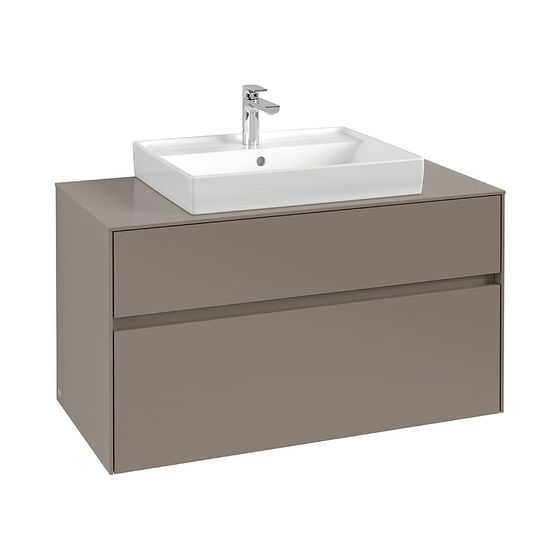 Villeroy & Boch Waschtischunterschrank Collaro C019B0 1000x548x500mm m. Beleuchtung 2 Auszüge Waschtisch mittig, Truffle Grey