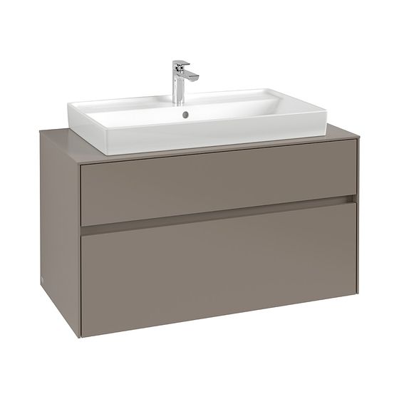 Villeroy & Boch Waschtischunterschrank Collaro C020B0 1000x548x500mm mit Beleuchtung, 2 Auszüge, Waschtisch mittig, Soft Grey