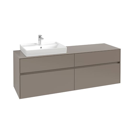 Villeroy & Boch Waschtischunterschrank Collaro C022 1600x548x500mm 4 Auszüge, Waschbecken links, Glossy Grey