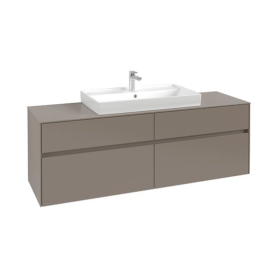 Villeroy & Boch Waschtischunterschrank Collaro C028B0 1600x548x500mm mit Beleuchtung, 4 Auszüge, Waschtisch mittig, Stone Oak